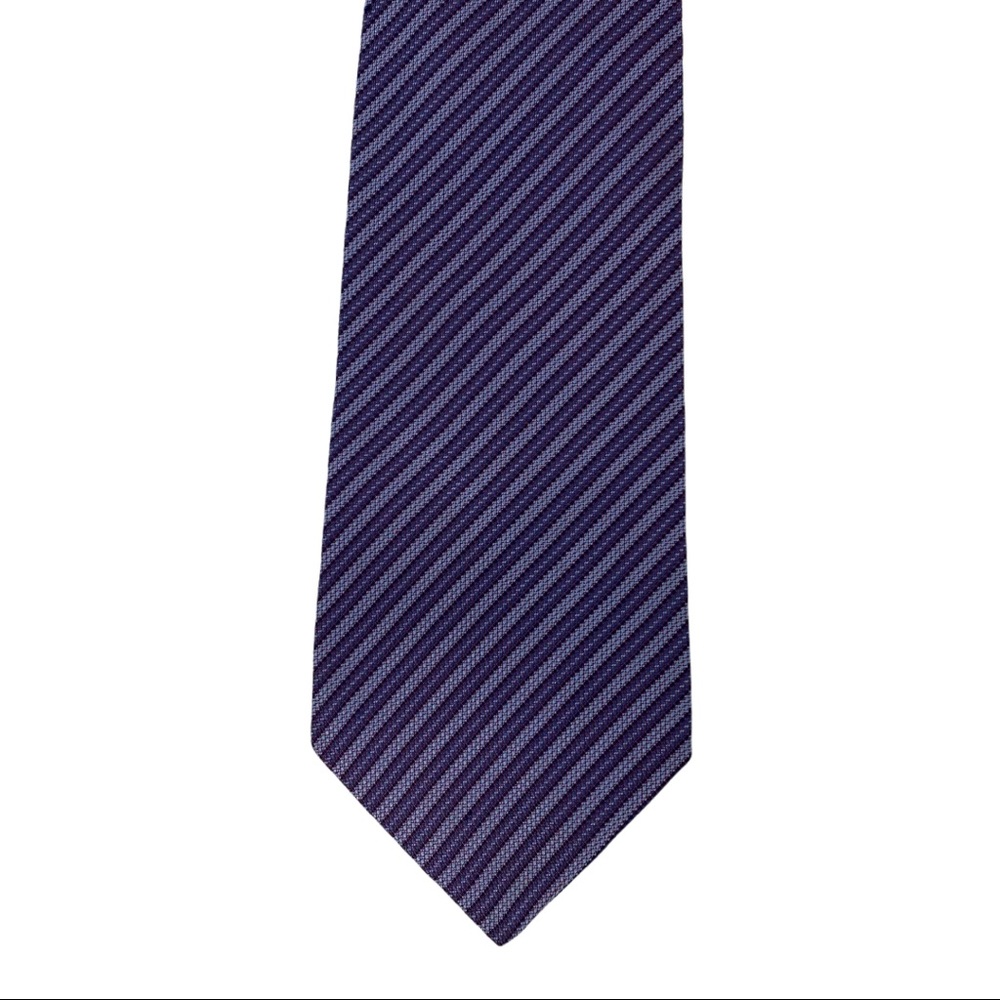 Enzo Bella Striped Silk Tie, Purple